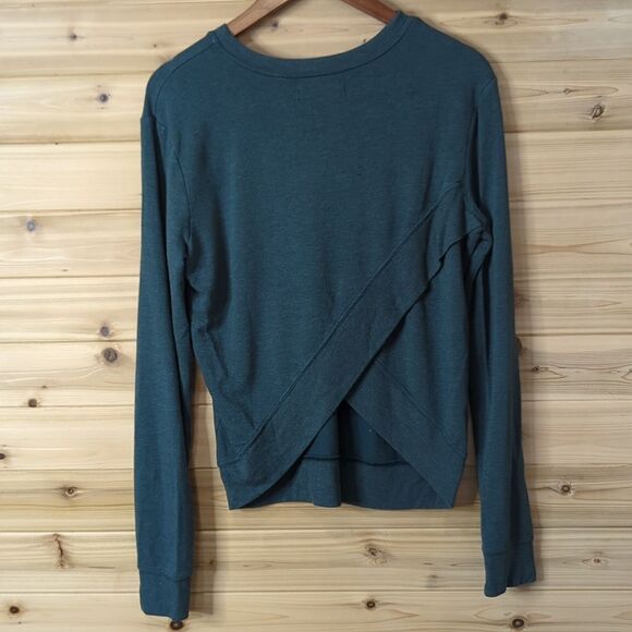 Spiritual Gangster Top Womens Medium Green Split Back Sweatshirt Lightweight - Picture 4 of 9